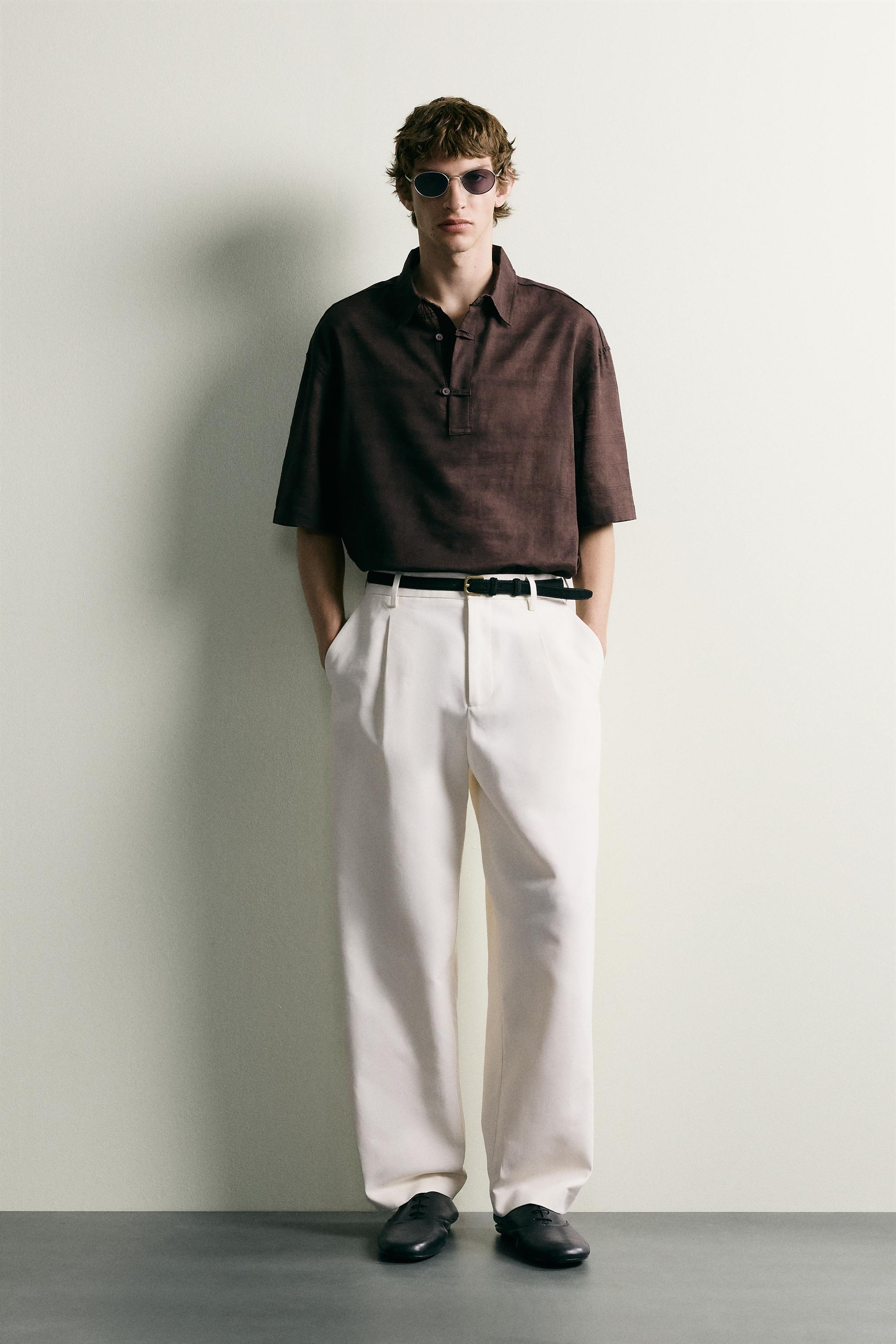 LINEN COTTON BLEND POLO SHIRT