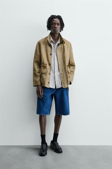100% LINEN JACKET - Light grey by Zara - Image 0