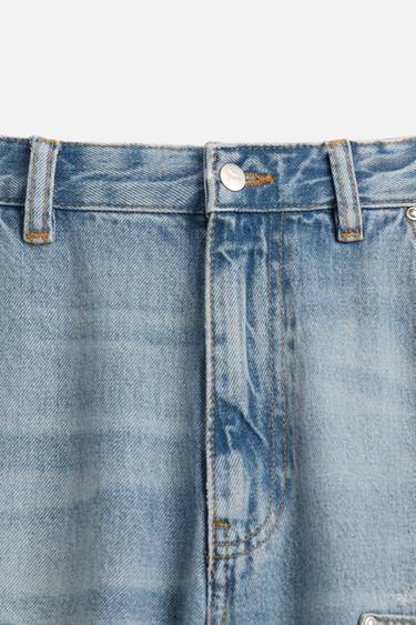 RIPPED STRAIGHT-LEG CARPENTER JEANS - Blue by Zara - Image 9