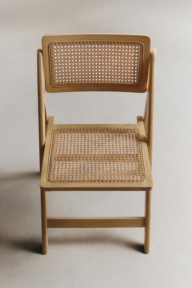 Zara Açık bej - AHŞAP VE RATTAN KATLANIR SANDALYE