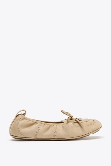 LACE-UP BALLERINAS - Sand Brown by Zara