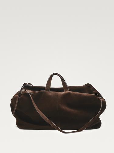 Bolso maxi duffle piel ante - Marrón de Zara