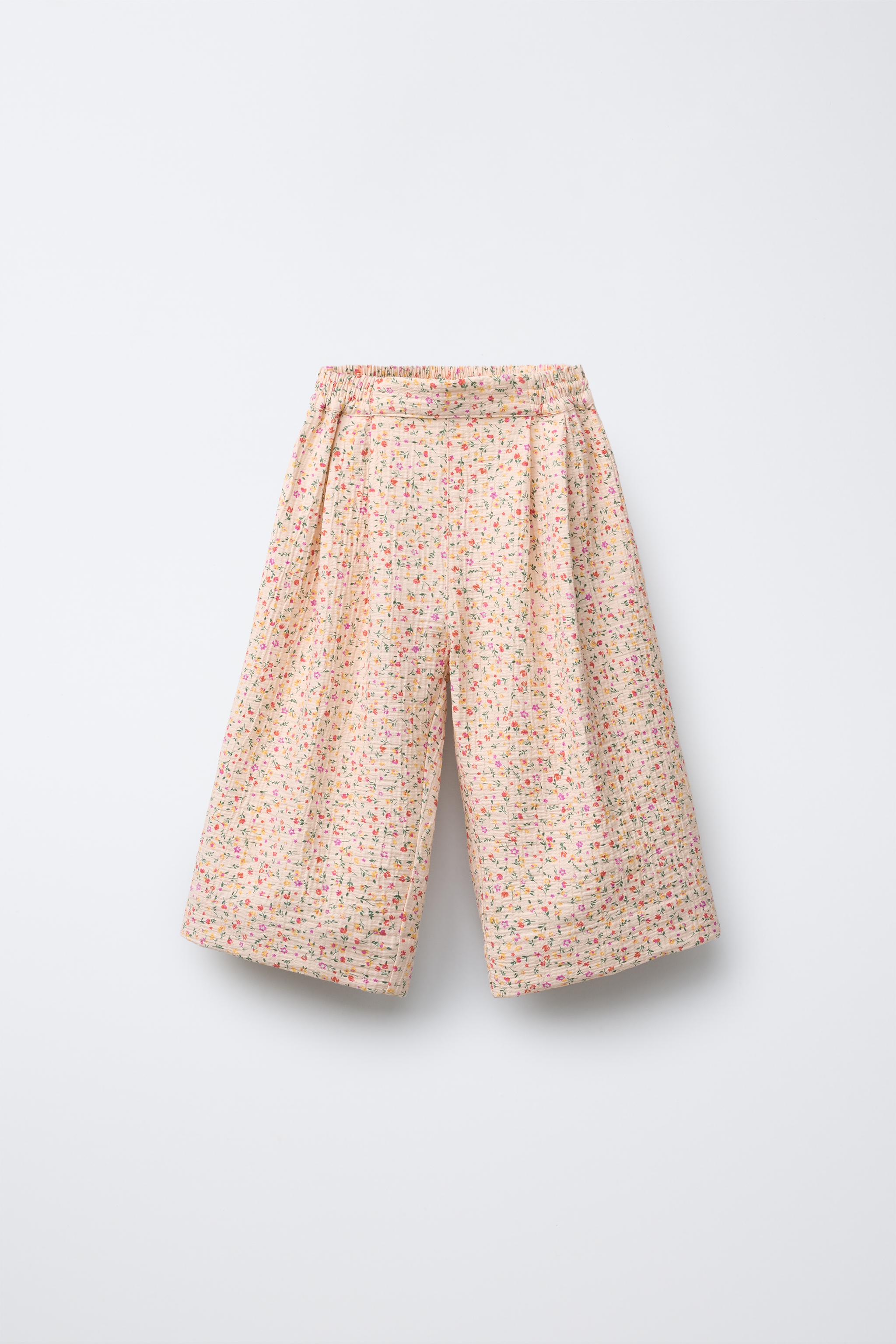 フラワー柄キュロットパンツ - エクリュ | ZARA Japan / 日本