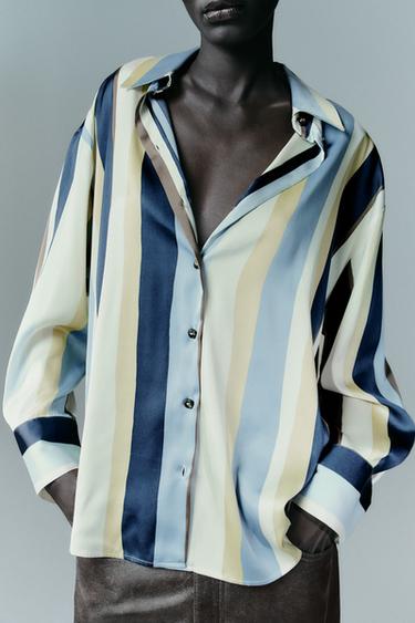 STRIPED SATIN SHIRT - Multicoloured by Zara