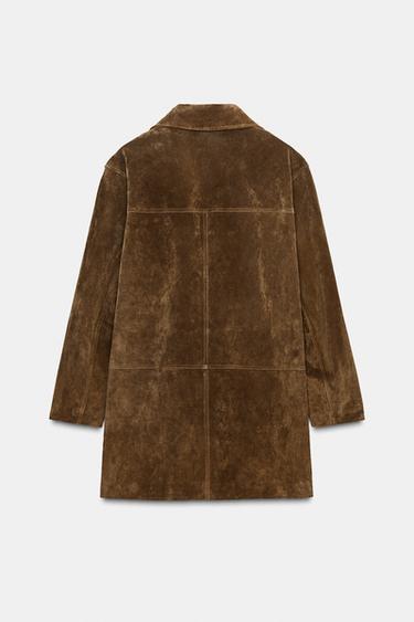 100% LEATHER LONG JACKET - whisky by Zara