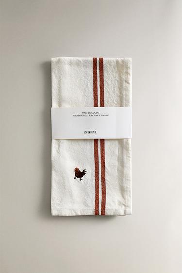 EMBROIDERED TEA TOWEL - Brick by Zara - Image 4