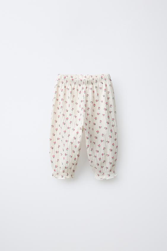 PANTALÓN FLORES TEXTURA - Crudo de Zara - Imagen 0
