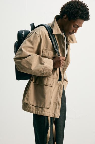 Zara TEXTURED BACKPACK - Black - Image 0