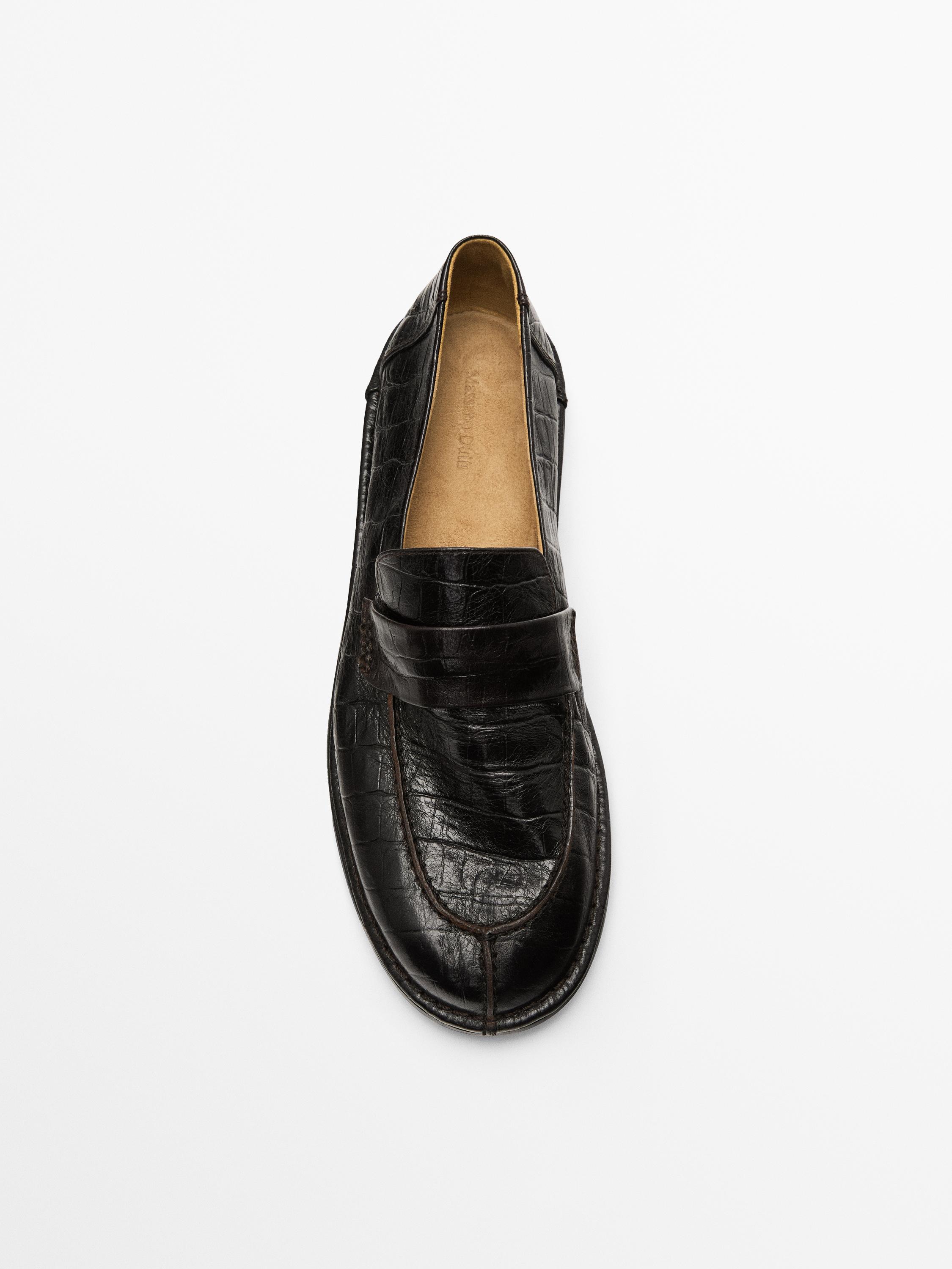 Mock croc embossed loafers