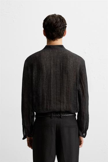 SEMI-SHEER TEXTURED SHIRT - Black by Zara - Image 2