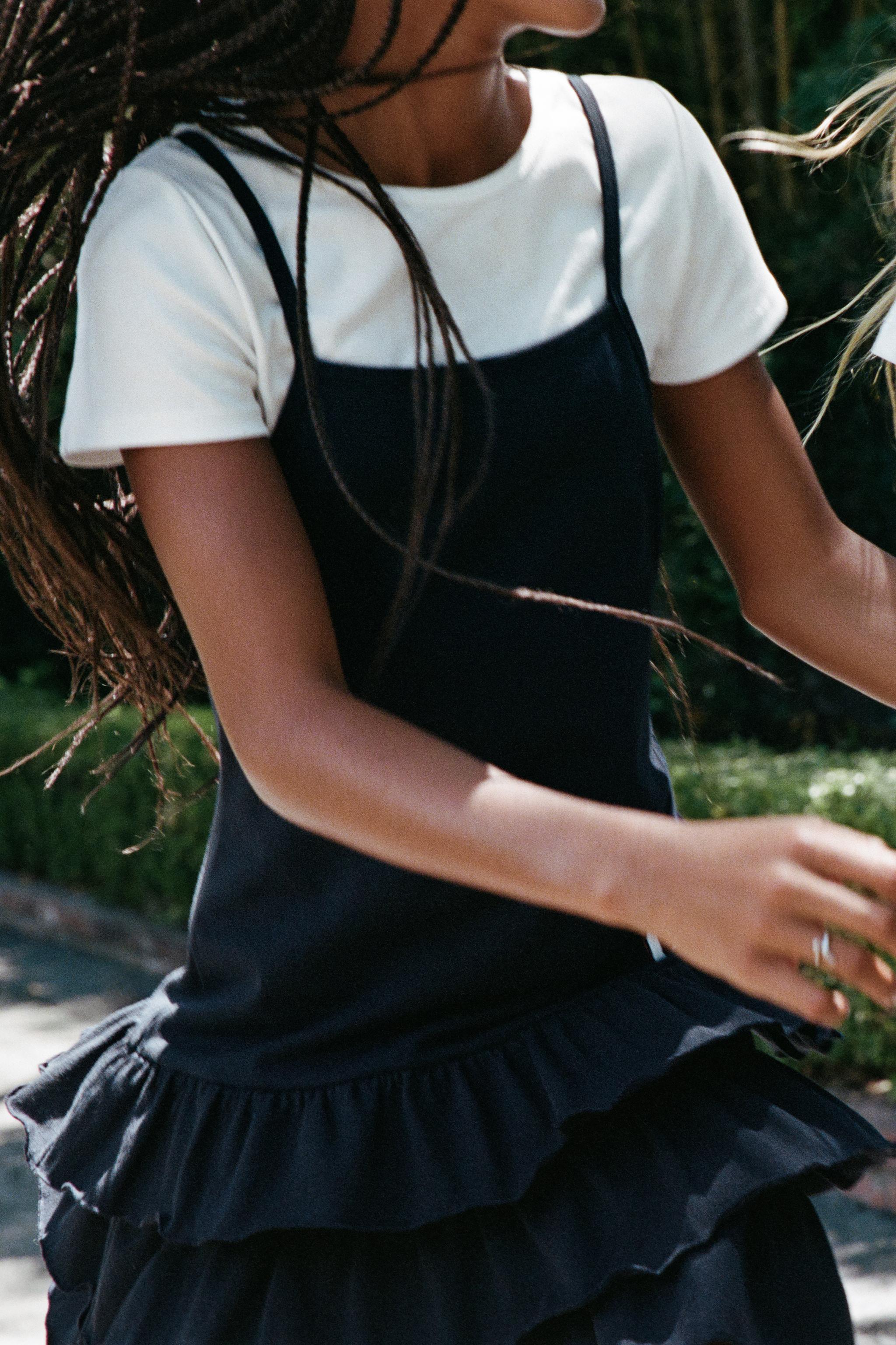 DOUBLE LAYER T-SHIRT DRESS — Navy blue