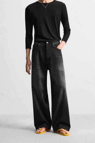 BAGGY WIDE-LEG JEANS - Black by Zara