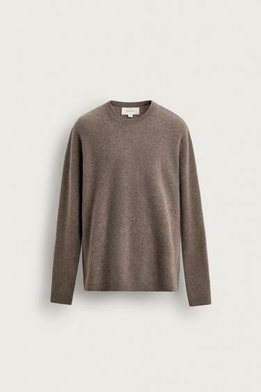 Zara 100% CASHMERE RIBBED JUMPER ORIGINS - Sand / Marl
