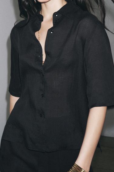 ZW COLLECTION RAMIE SHIRT - Black by Zara