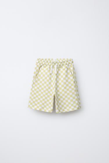 ENSEMBLE T-SHIRT ET BERMUDA À DAMIER - Vert clair de Zara - Image 3