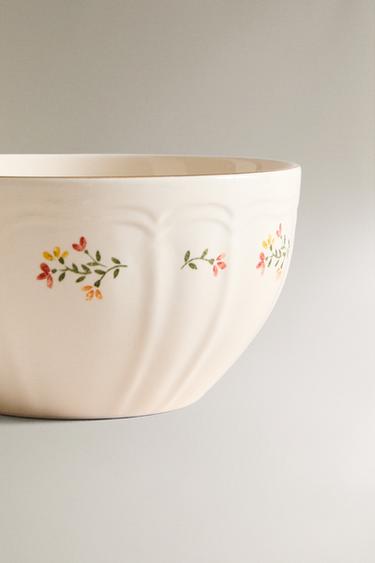 PORCELAIN BOWL WITH FLORAL PRINT - Cream by Zara - Image 3