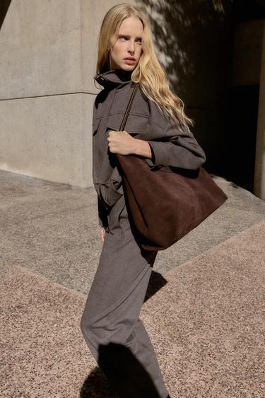 VESTE BOMBER À COL MONTANT - marron chiné de Zara - Image 3