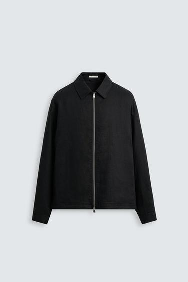 قميص علوي 100% من الكتان - أسود by Zara