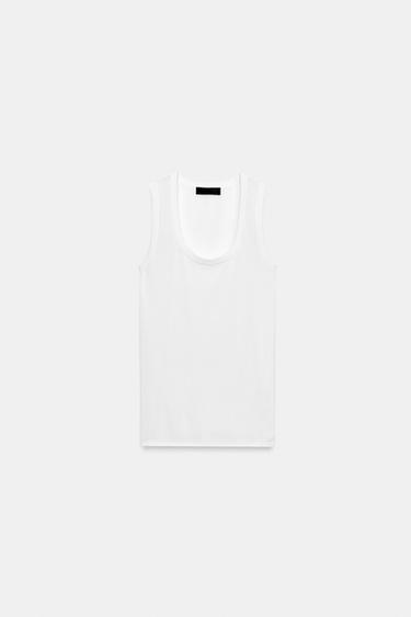 Zara EXTRA-FINE KNIT TOP - White