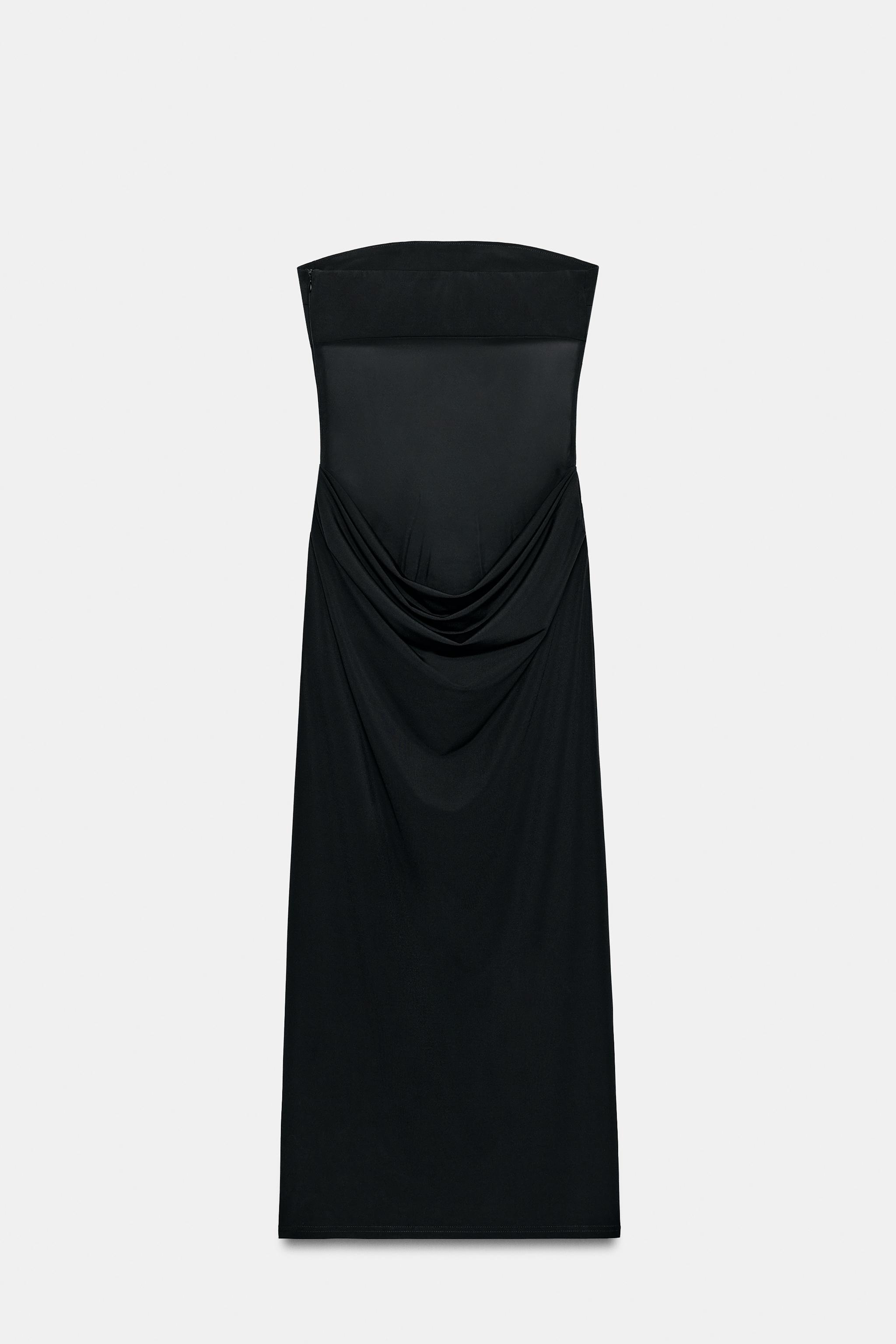 Женские платья Zara COMBINATION DRAPED MIDI DRESS — фото 7