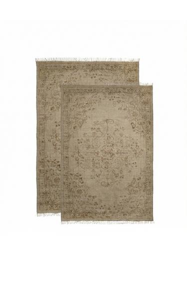 FLORAL PRINT WOOL RUG - Ecru by Zara