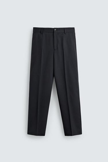100% WOOL STRAIGHT-LEG TROUSERS - Navy blue by Zara
