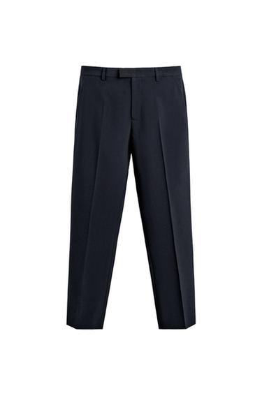 Zara LIMITED EDITION WOOL BLEND STRAIGHT FIT SUIT PANTS - Navy blue