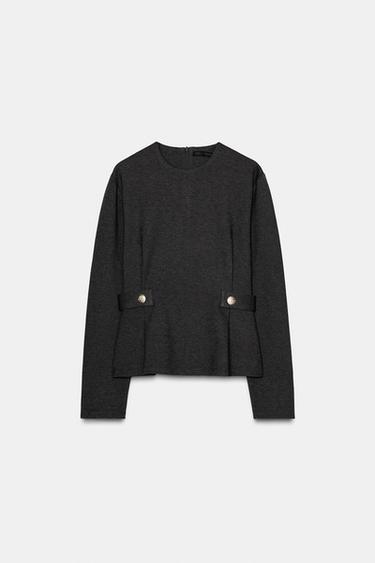 ТОП З САРЖІ З ҐУДЗИКАМИ - Темно-сірий Zara