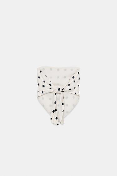 SATIN BANDEAU TOP WITH TIED POLKA DOT DETAIL - Black / White by Zara - Image 7