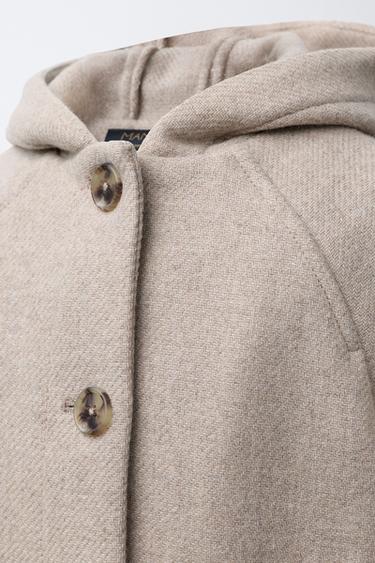 MANTECO® WOOL BLEND HOODED DUFFLE COAT - Beige by Zara - Image 4