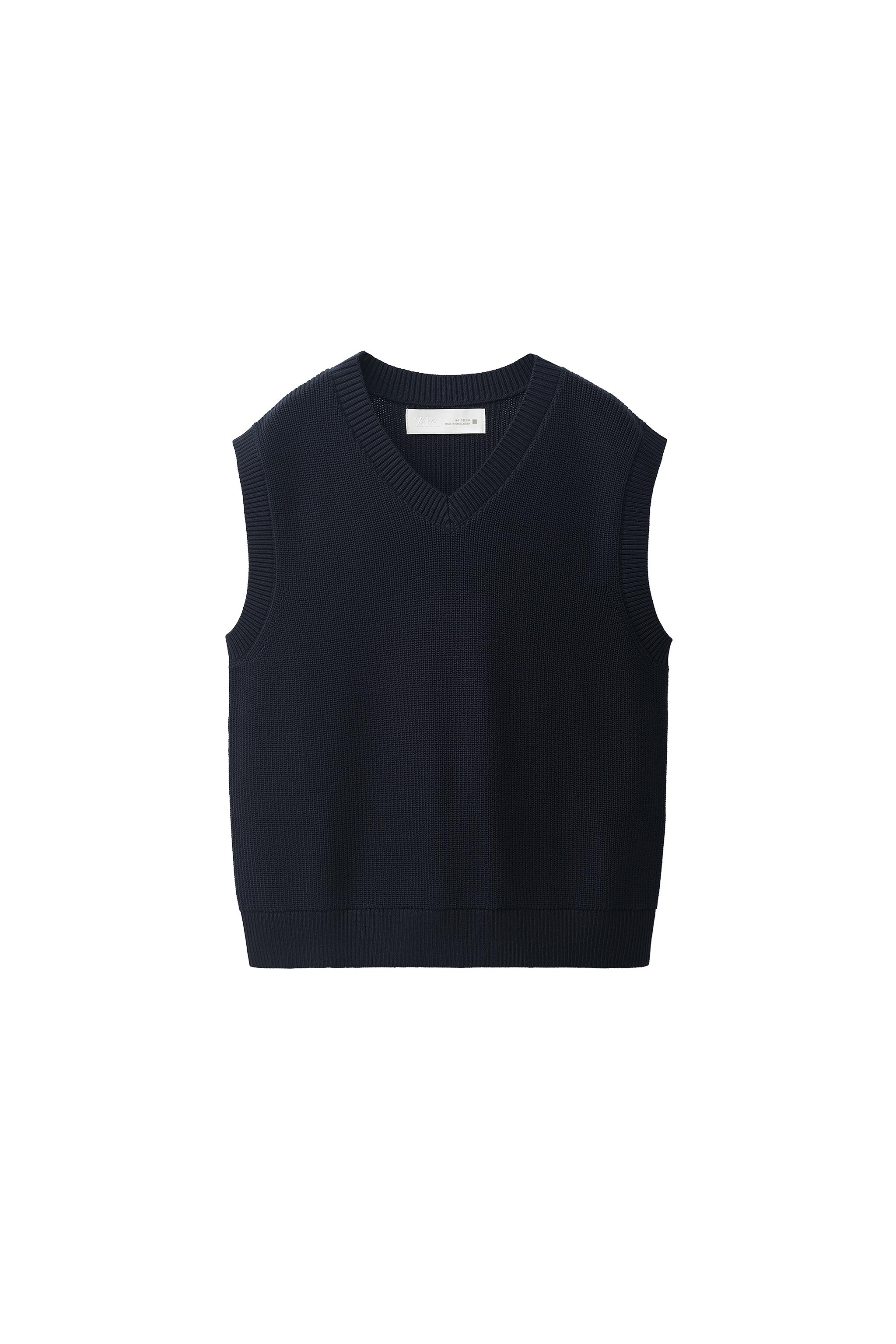 KNIT VEST - Navy blue | ZARA Georgia