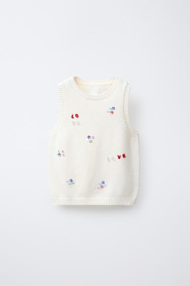 TOP IN MAGLIA CON PERLINE - Écru di Zara
