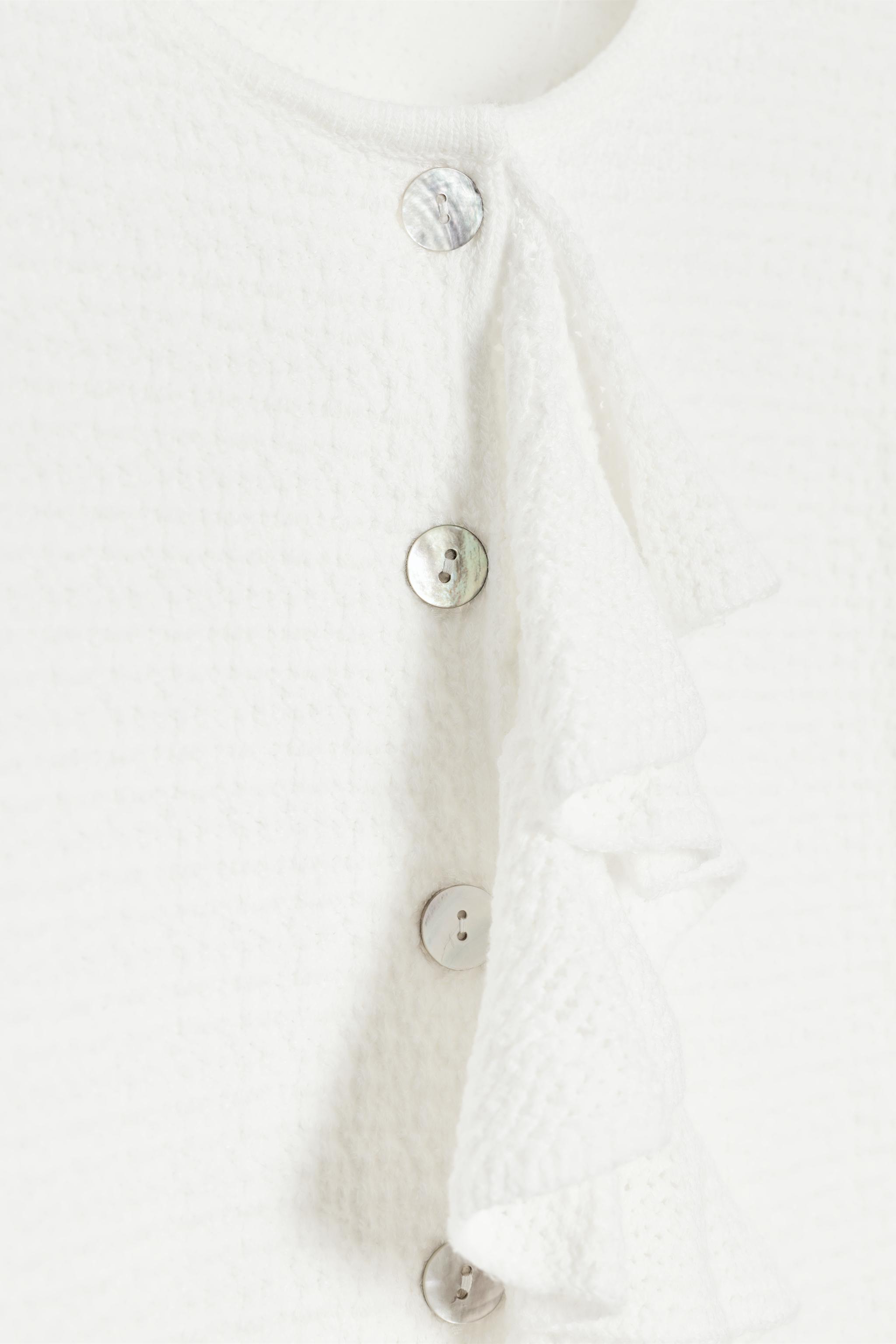 RUFFLED SHORT SLEEVE CARDIGAN