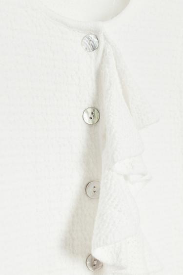 CARDIGAN WITH SHORT SLEEVES AND RUFFLES - White by Zara - Image 6