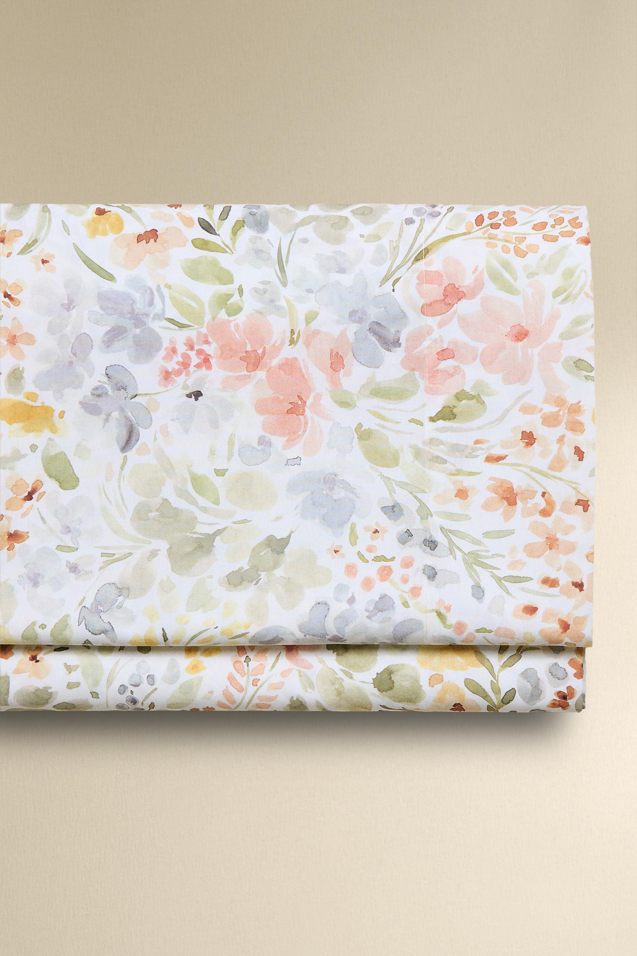サラブレッド（パステル画） FLORAL PRINT FLAT SHEET - Oyster-white | ZARA United States