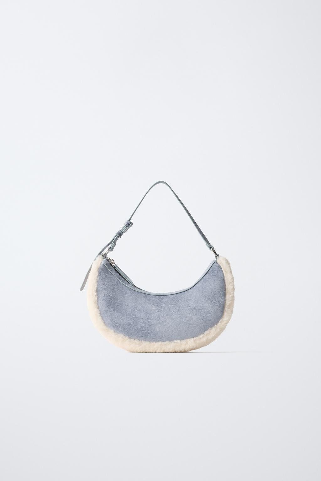 FAUX SHEARLING SHOULDER BAG