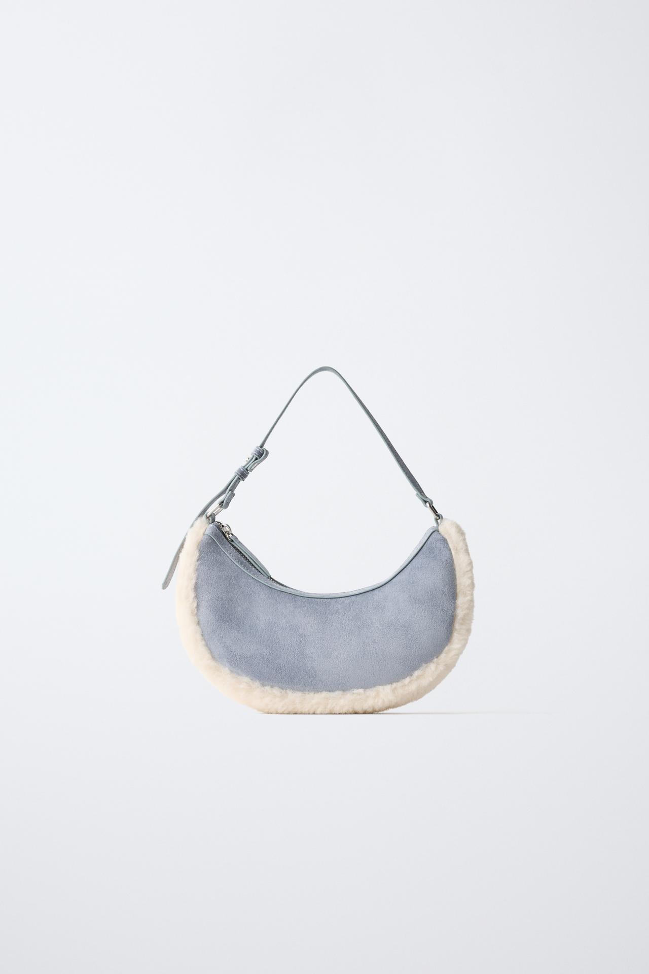 SHEARLING SHOULDER BAG — Blue