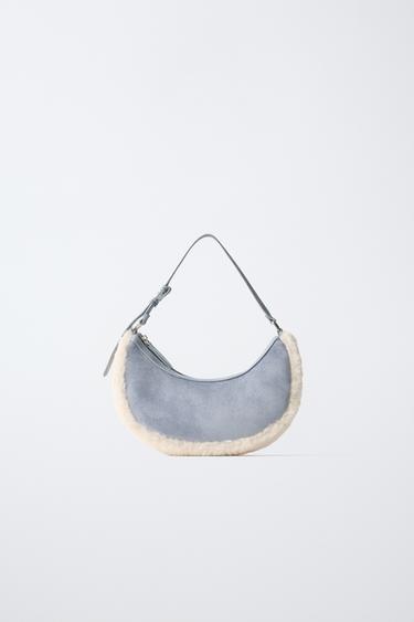 SHEARLING SHOULDER BAG — Blue 1