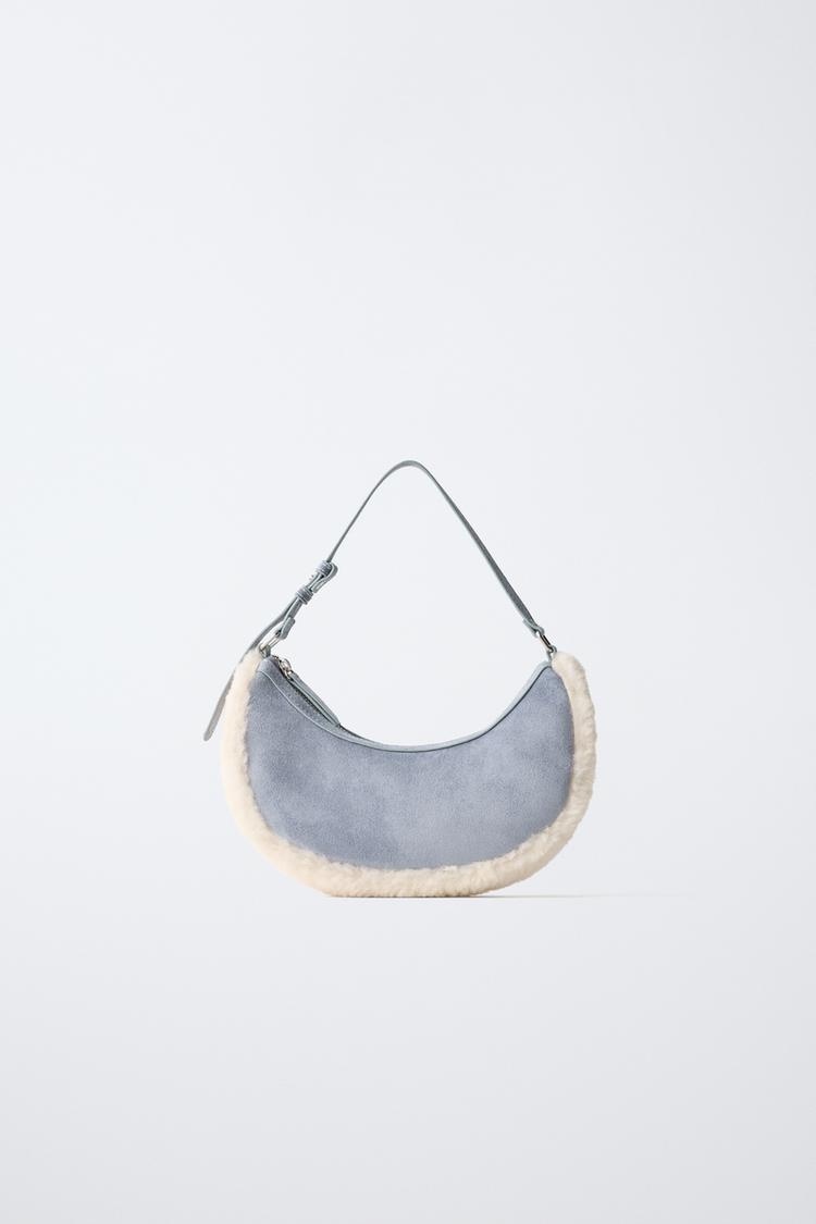 SHEARLING SHOULDER BAG — Blue