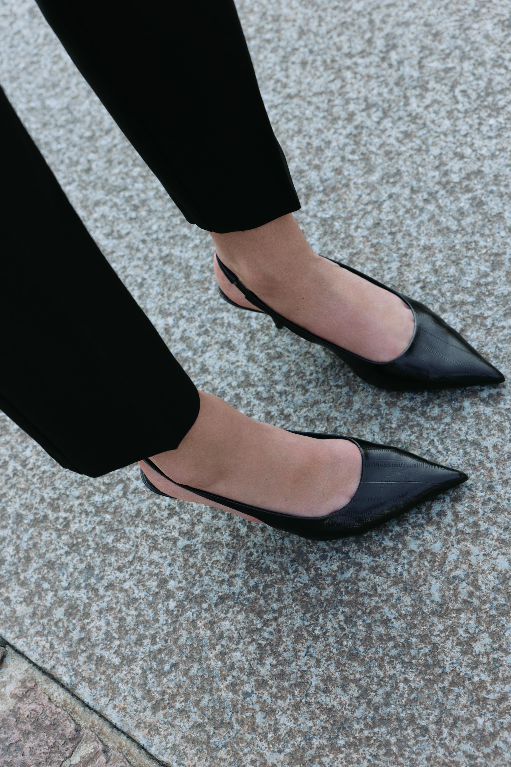 TEXTURED SLINGBACK SHOES Black ZARA United Kingdom