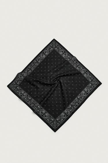 Zara 佩斯利印花頭巾 - 黑色