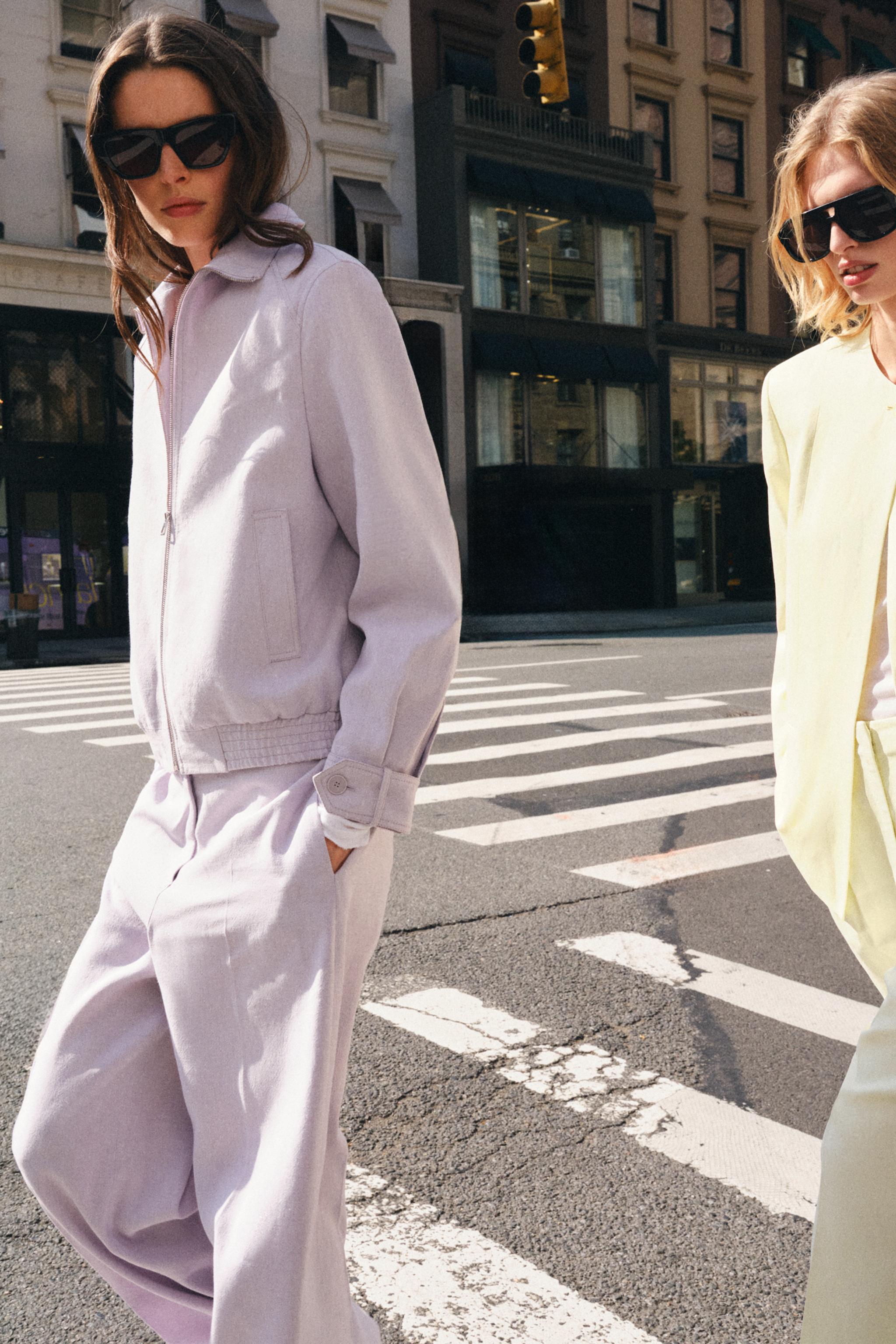LINEN BLEND BOMBER JACKET ZW COLLECTION — Mauve