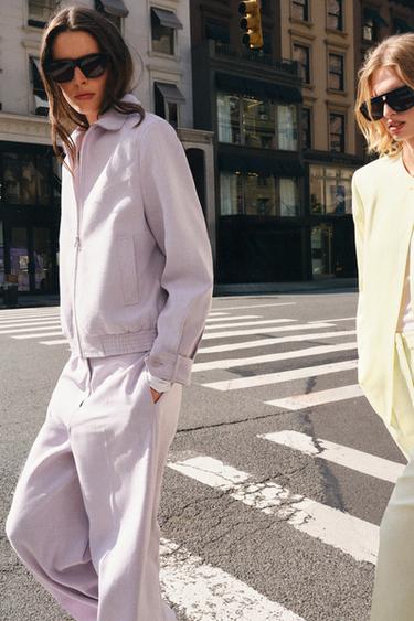 BOMBER CON LINO ZW COLLECTION - Malva de Zara