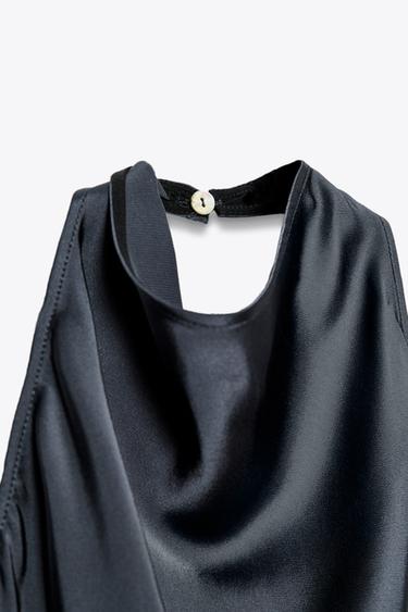 ZW COLLECTION SATIN HALTER TOP - Petrol blue by Zara - Image 7