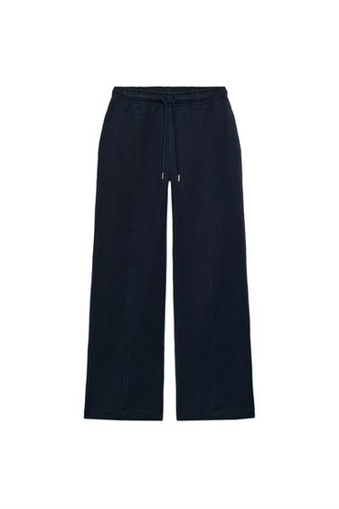 INTERLOCK STRAIGHT-LEG TROUSERS - Navy blue by Zara