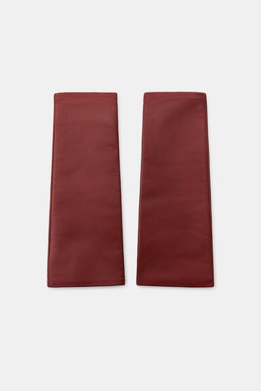 100% LEATHER FINGERLESS GLOVES - Burgundy by Zara