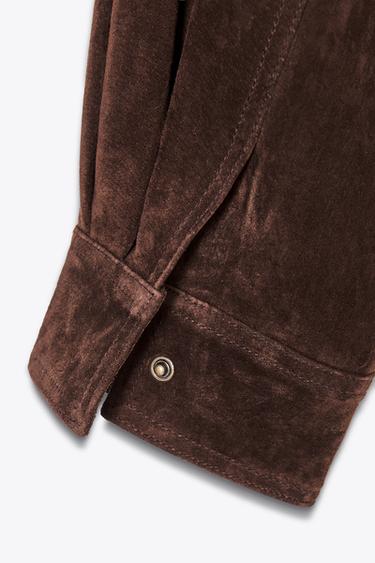 SUEDE LEATHER JACKET - Dark brown by Zara - Image 8