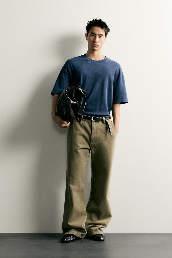 BASIC WASHED RELAXED FIT T-SHIRT - Blue / Grey by Zara - Image 0