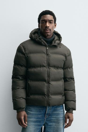 CAZADORA ACOLCHADA CAPUCHA WATER REPELLENT - Verde de Zara