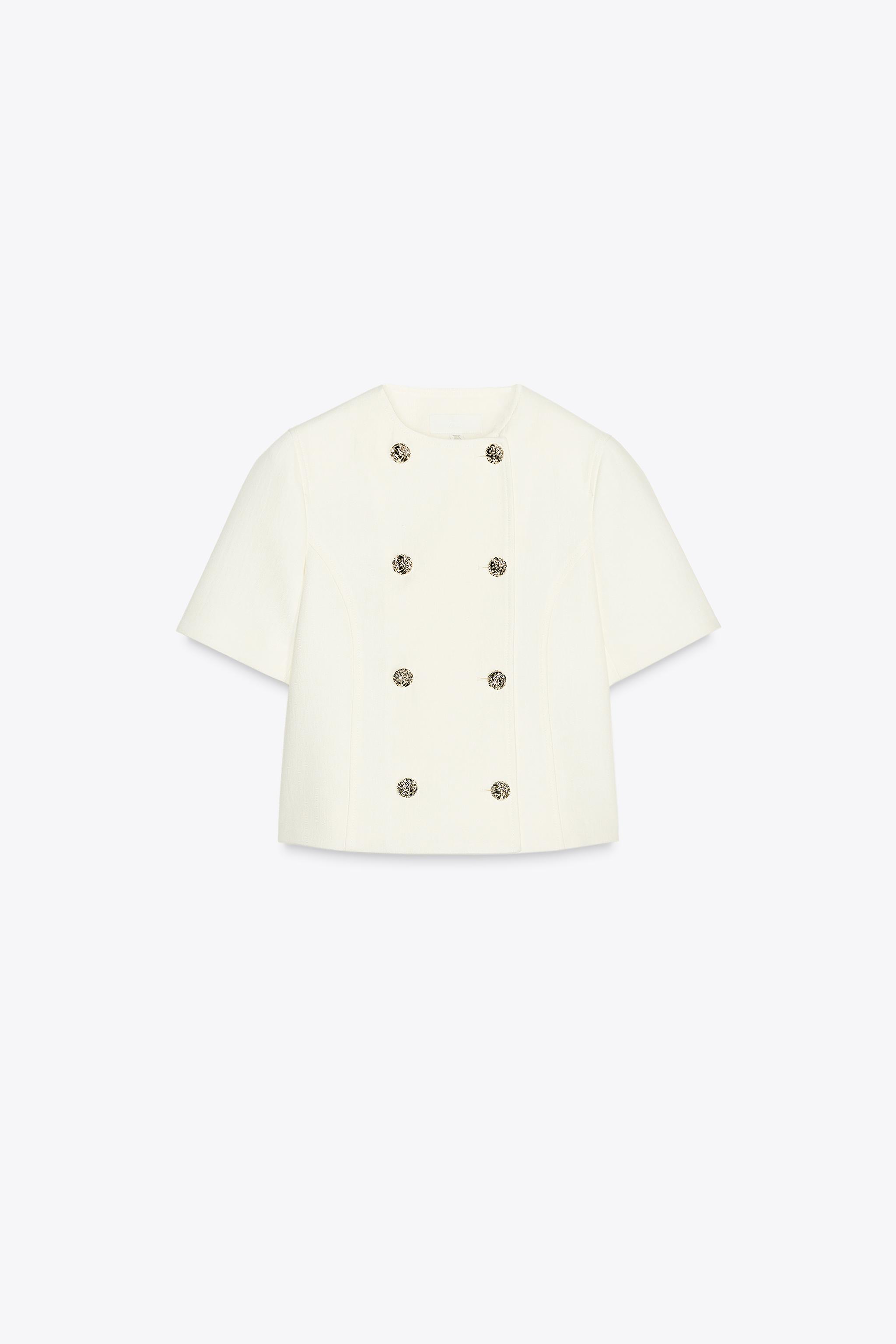ダブルブレスト仕様ショートスリーブブレザー - 空色 | ZARA